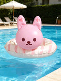 Shiny Colorful Sequin Inflatable Swim Ring With Steering Wheel, Anti-Flip Pool Beach Float