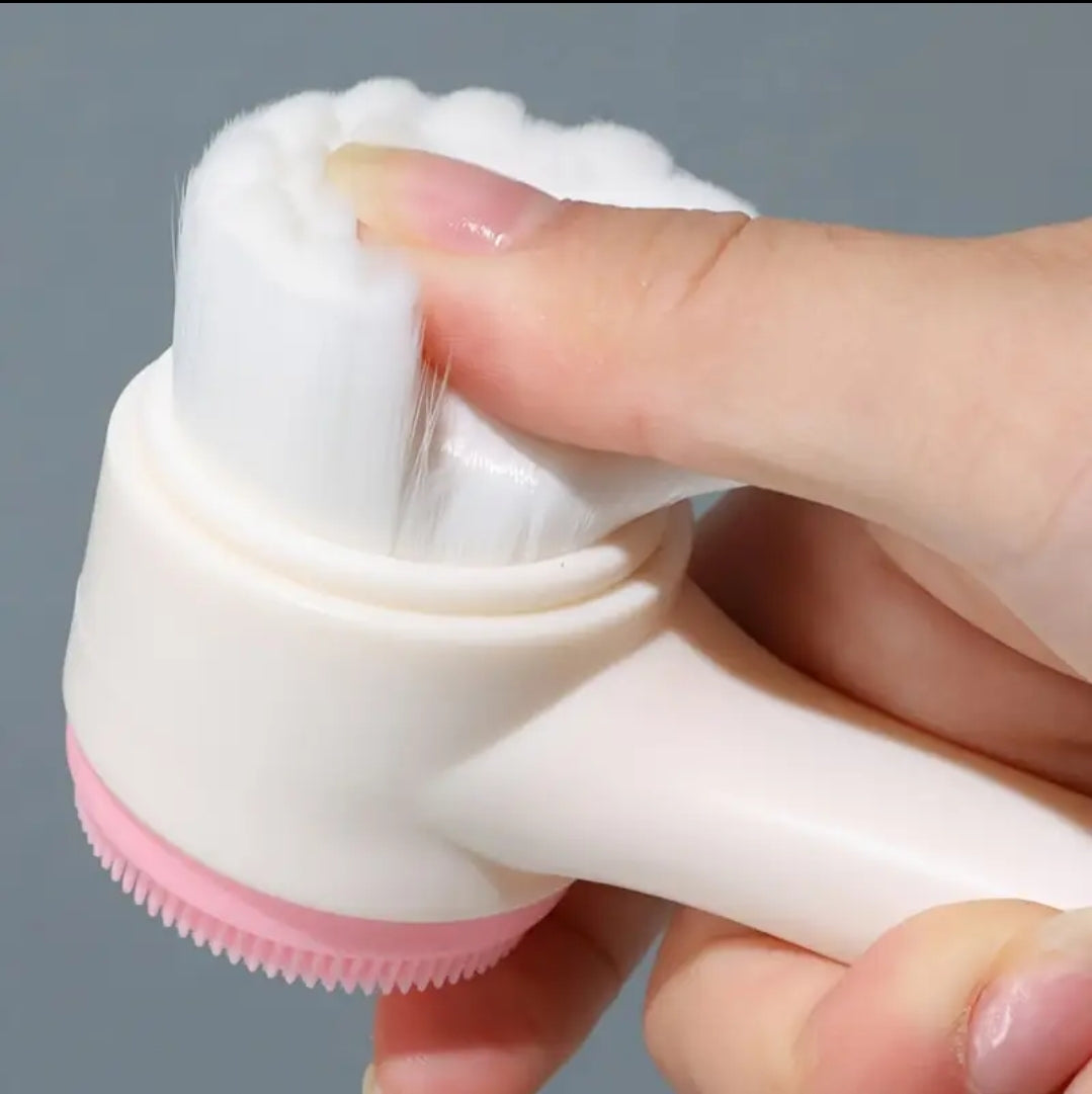1pc multi-functional double-sided silicone cleaning surface and soft hair surface brush, cleansing brush and skin exfoliating scrub pore cleanser