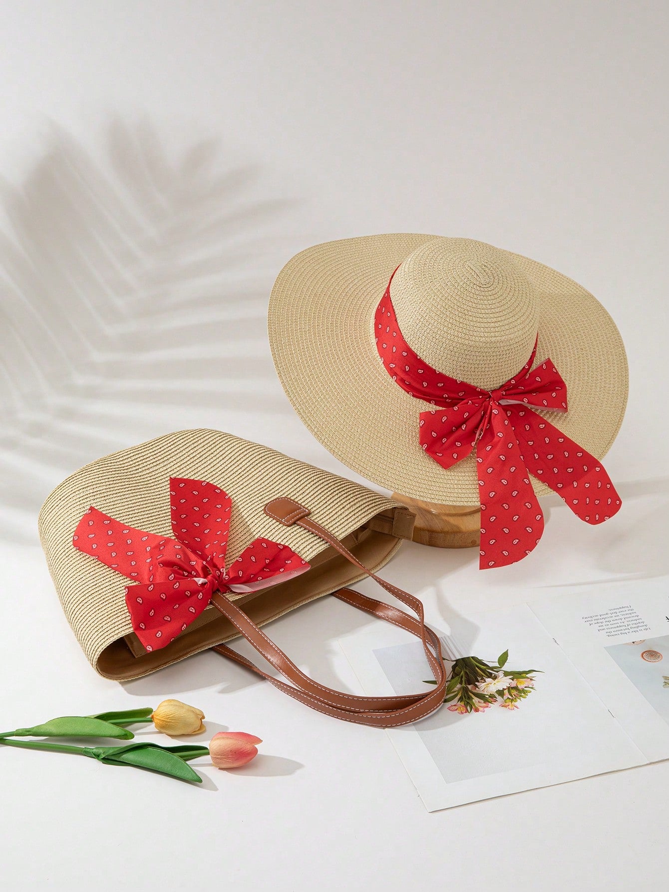 1 Hat + 1 Bag Set, Suitable For Women's Daily Wear And Outings,Beach,Travel