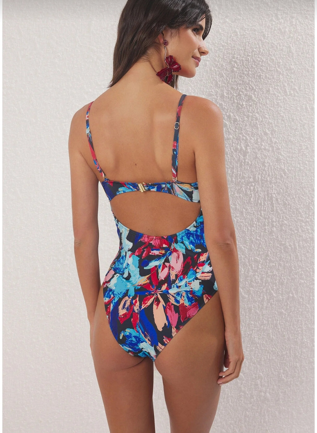 Floral Pattern Draped Strapless Covered Regular
Swimsuit Tbess25Ma00088