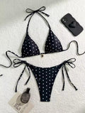 Sexy Bikini Set Black White Polka Dot 2 Piece Swimsuit for
Women American Style Beach Bikini