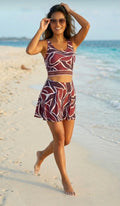 Signature Style Women's One-Piece Shorts Swimsuit - Front Skirted Look
with Chest Pads, Quick-Drying Swimsuit_726726