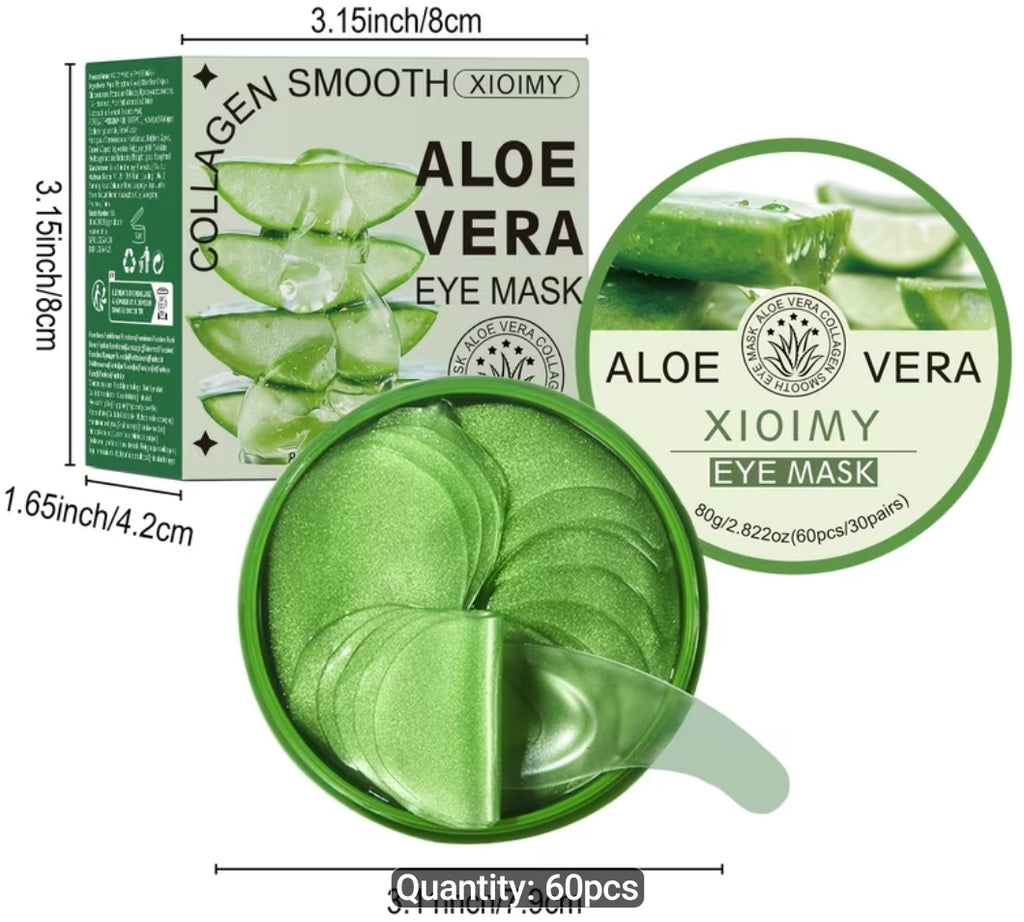 60pcs Aloe Vera and Collagen Eye Masks, Intensely Moisturizing, for Delicate and Firm Eye Area Skin, Adds Radiance and Elasticity, Eliminates Dryness and Dullness, Eye Care, Skin Care, Eye Masks