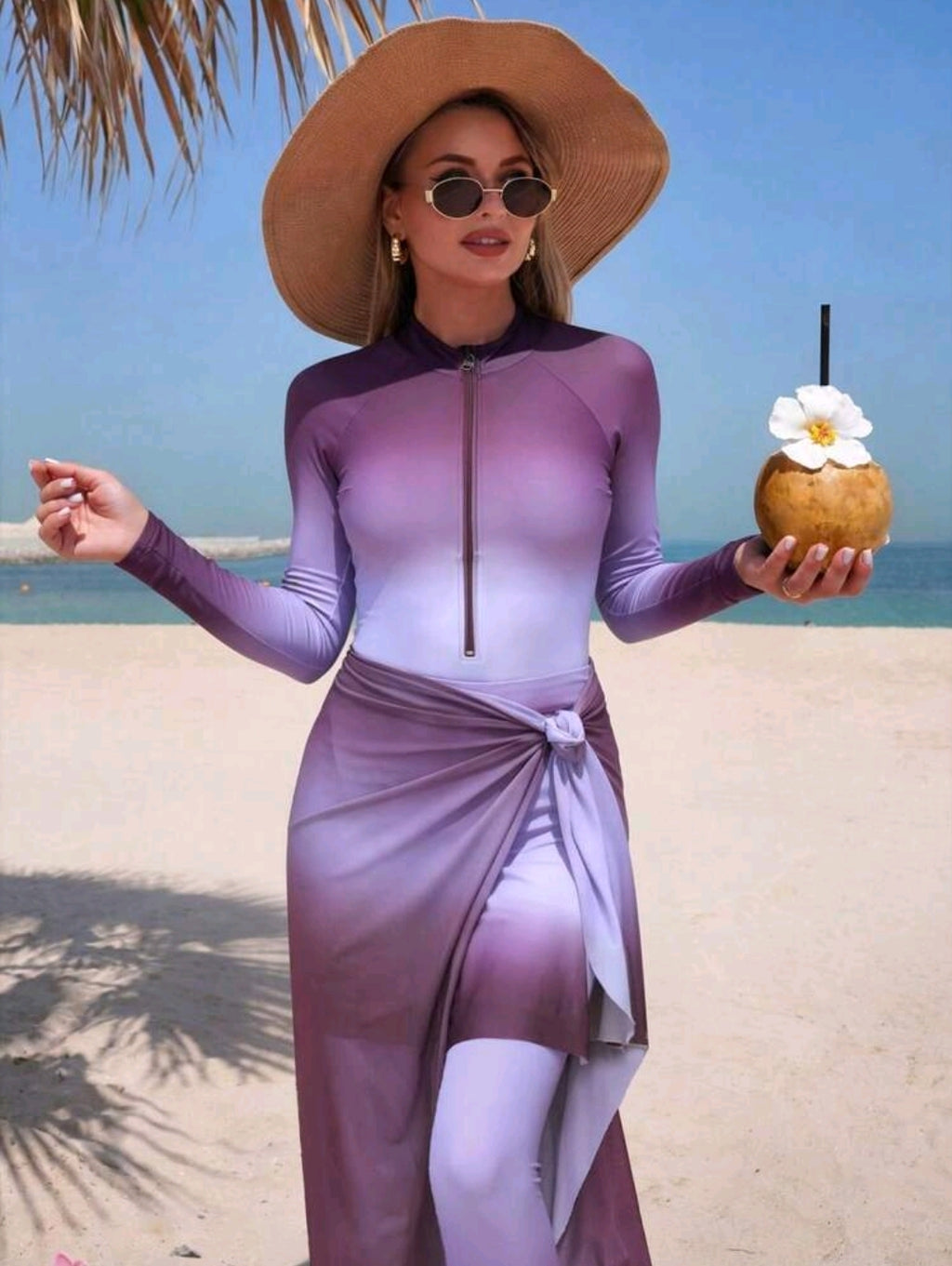 Swim Shayni Women's  Summer Ombre Modest Women Elegant Vacation Swimwear Set