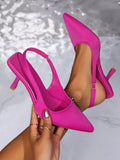 Women's Fashion High-End Red Pointed Toe Hollow Back Stiletto High Heel Shoes, Women's High Heels - Pointed Toe, Smooth Ankle Strap, Suitable For Party, Holiday Gift