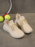 Women's Lightweight Comfortable Breathable Running Fitness Shoes, Casual White Sneakers, & Versatile, Suitable For All Seasons