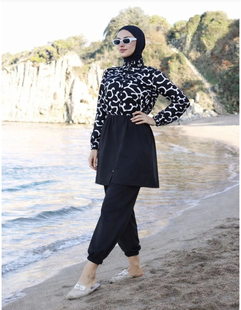 new ats Fully Covered Patterned Hijab Conservative Swimsuit 3-Piece Set
Parachute Fabric