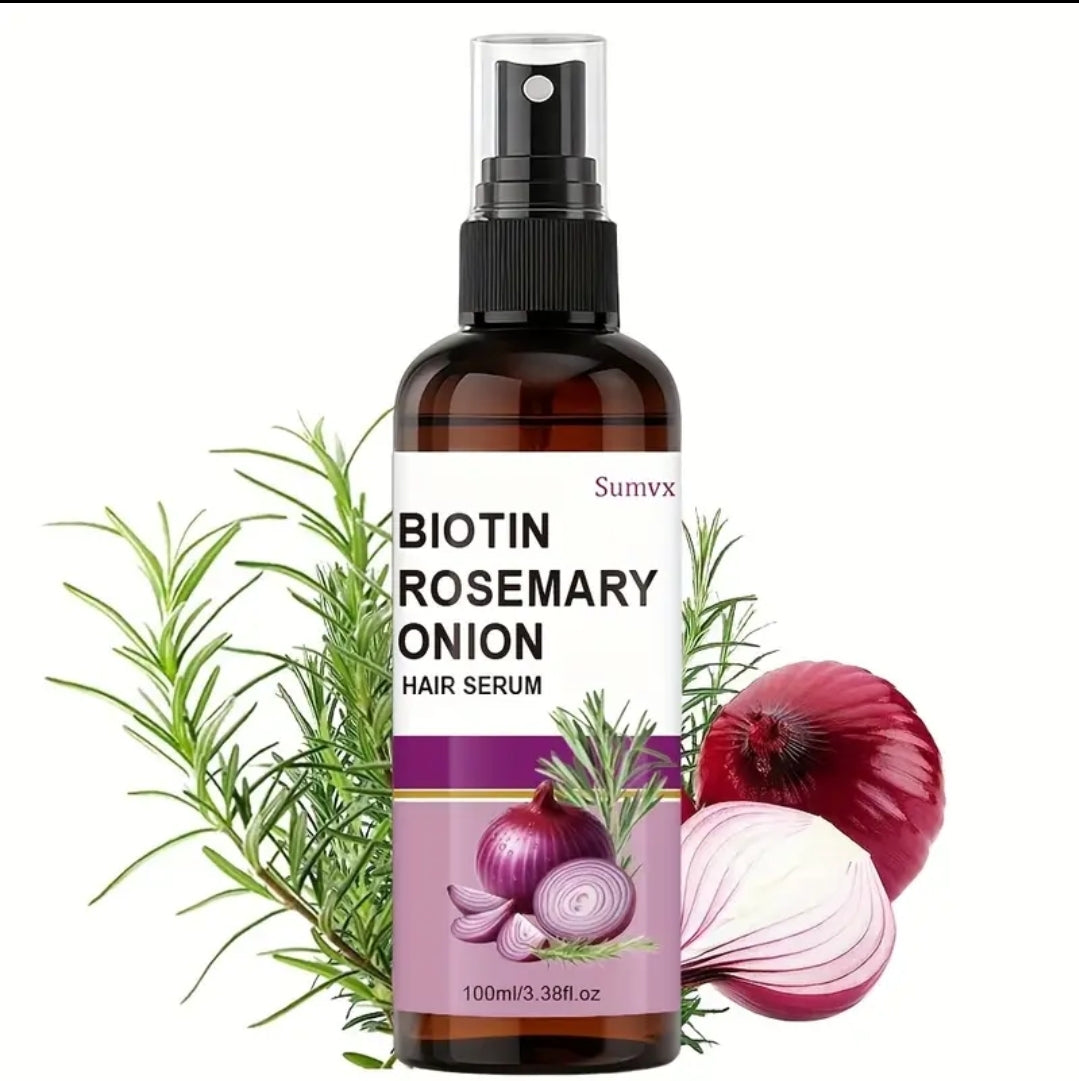 Onion Biotin Strengthening Serum Spray, Enriched with Onion Oil, Rosemary Leaf Oil and Biotin, Has 10 Care and Styling Benefits, Softens Hair for 72 Hours, Moisturizes Hair, and Smoothes Dry and Rough Hair.