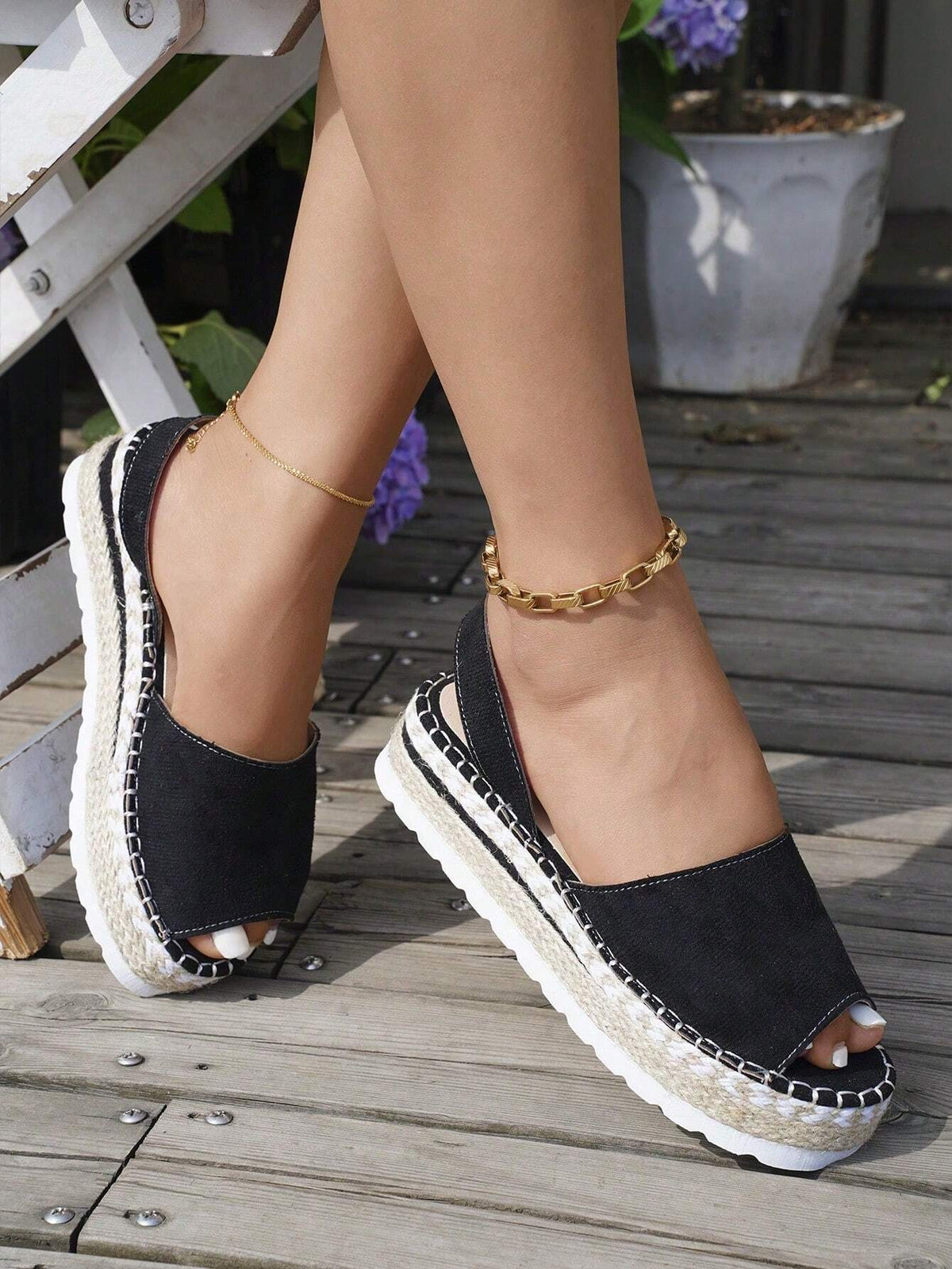 Women's Platform Wedge Sandals, Summer New Round Toe Woven Thick Bottom Heeled Sandals, Plus Size,Travel Essential