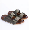 Polomia Comfort Dustin Men's Double Band Buckle Suede Leather-Look
Anatomical Casual Daily Slippers
