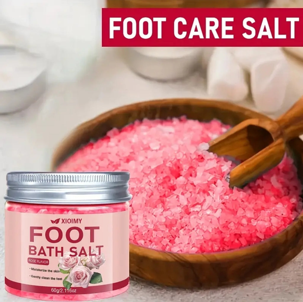 XIOIMY Rose Foot Bath Salt -60g, deep cleansing and moisturizing foot bath salt, emits a delicate floral fragrance, keeps feet soft and smooth, suitable for DIY foot spa at home, suitable for cracked feet - perfect gift for women