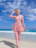 Swim Shayni 2026SS Pink Elegant & Comfortable Vacation Casual Beach Burkini For Women 2026SS New Women's Swimwear Arrival For Holiday, Date, Western, Cruise, Beach, Island, Road Trip, All Seasons, Music Festival, Boho Vacation,Bohemian Vacation, Chill Aut