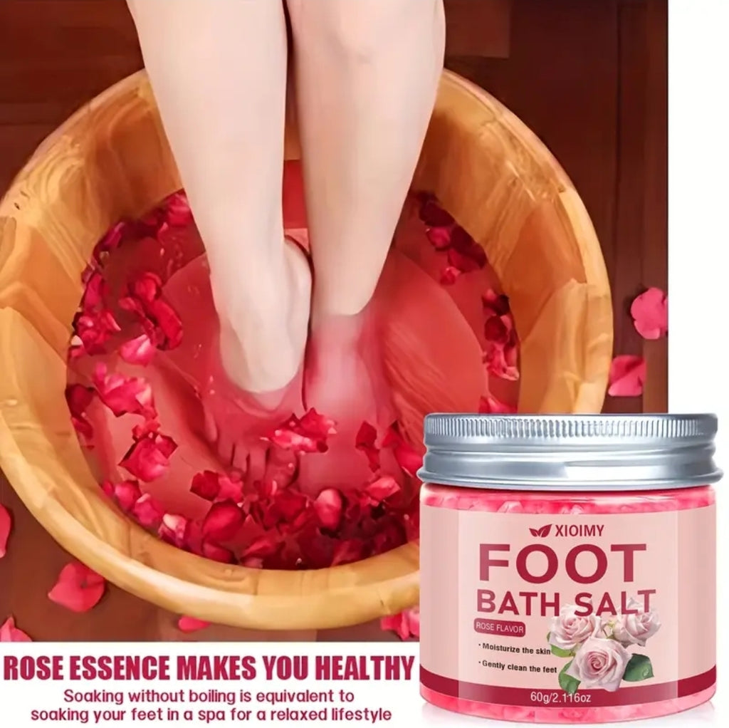 XIOIMY Rose Foot Bath Salt -60g, deep cleansing and moisturizing foot bath salt, emits a delicate floral fragrance, keeps feet soft and smooth, suitable for DIY foot spa at home, suitable for cracked feet - perfect gift for women