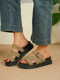 Summer New Arrival 2025 Fashionable Versatile Slide Sandals, Size 36-43 Women Plus Size, Non-Slip Durable Casual Slippers With Buckle
