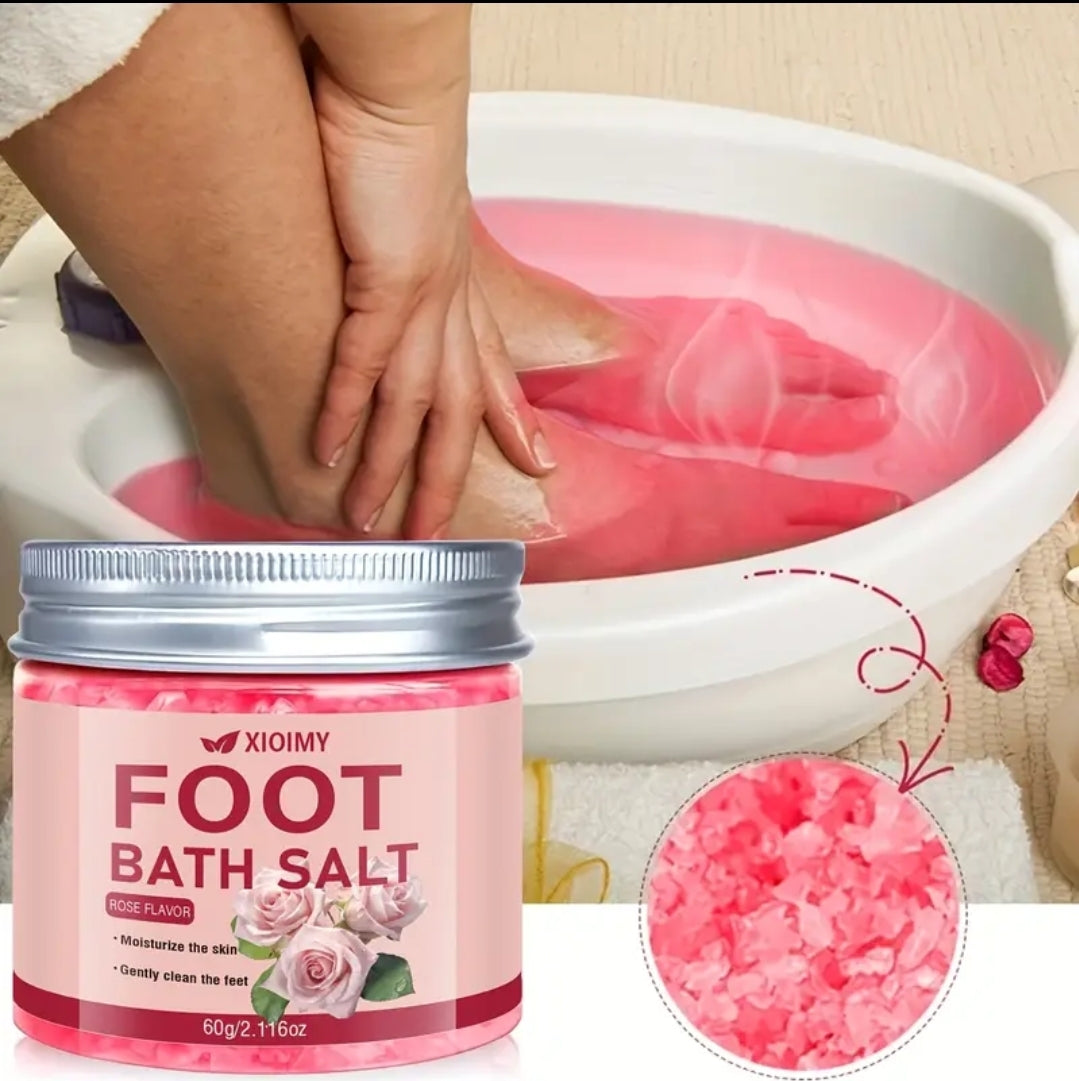 XIOIMY Rose Foot Bath Salt -60g, deep cleansing and moisturizing foot bath salt, emits a delicate floral fragrance, keeps feet soft and smooth, suitable for DIY foot spa at home, suitable for cracked feet - perfect gift for women