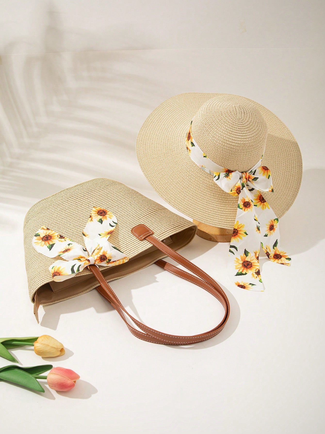 1 Hat + 1 Bag Set, Suitable For Women's Daily Wear And Outings,Beach,Travel