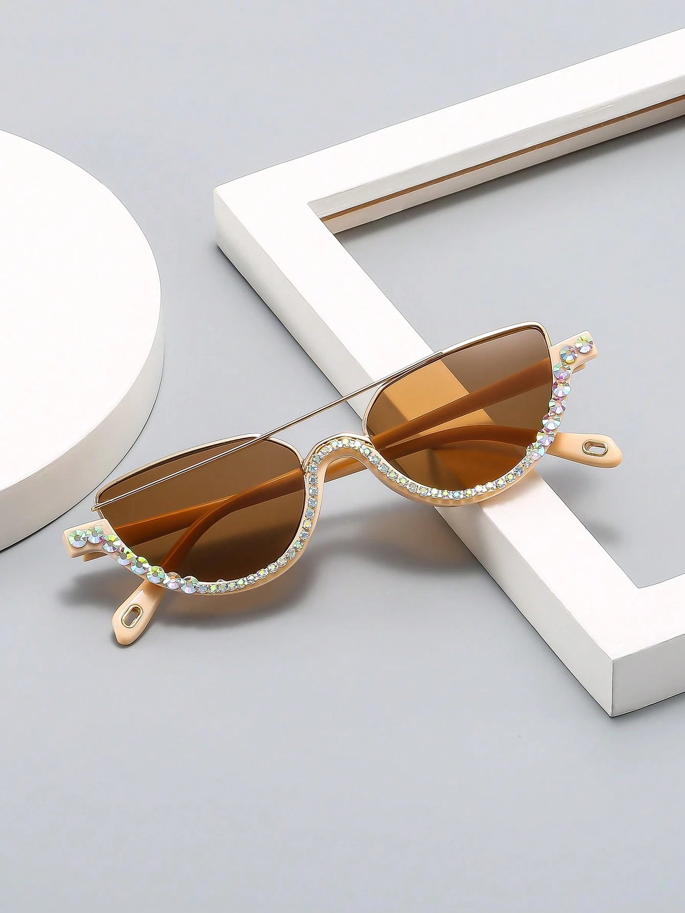 1 Pair Fashion Cat Eye Rhinestone Decorated Glasses, Suitable For Daily Wear Beach Accessories For Women Glasses Shades Basics Fall Winter Women Outfits Clothes Business Casual Gifts For Summer Beach Vacation,Outdoor,Travel Rhinestone Decor Party Style Ca