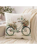 1pc Bicycle Pattern Sofa Cushion Cover, Cute Pillow Case, Decorative Pillowcase (Pillow Insert Not Included), 18x18 Inch Gifts Birthday Graduation