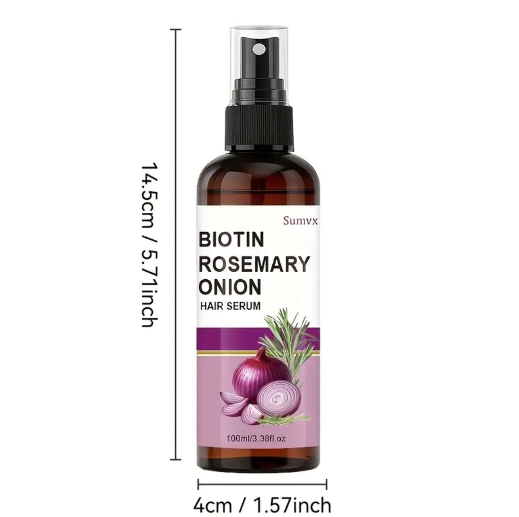 Onion Biotin Strengthening Serum Spray, Enriched with Onion Oil, Rosemary Leaf Oil and Biotin, Has 10 Care and Styling Benefits, Softens Hair for 72 Hours, Moisturizes Hair, and Smoothes Dry and Rough Hair.