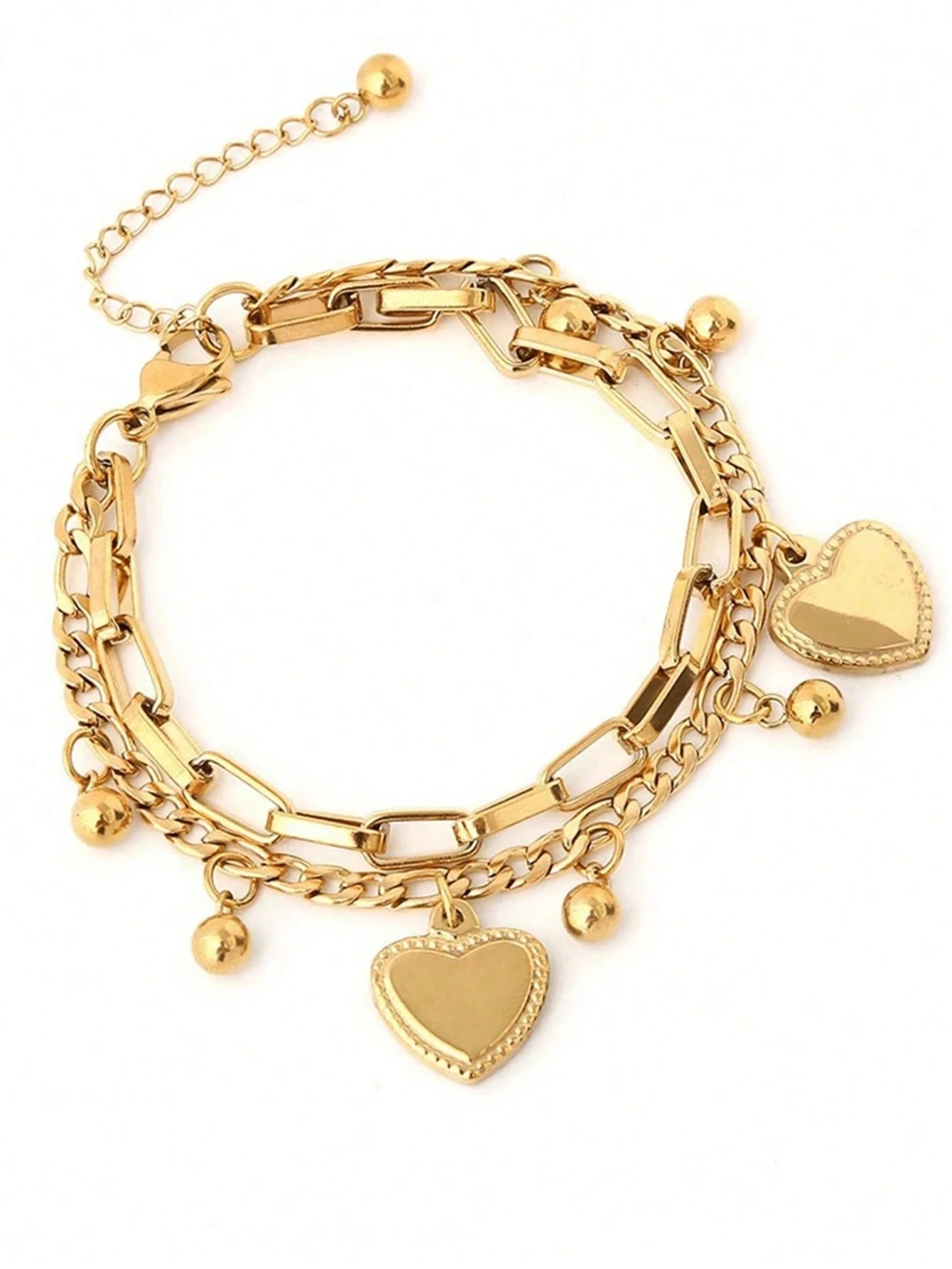 1pc S Double Heart Charm Bracelet