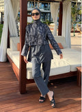 lurex moda Doha Parachute Fabric 3-Piece Fully Covered Hijab Swimsuit