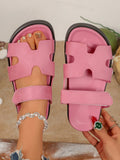 Women's Comfortable Open Toe Thick Sole Flat Sandals, Basic Daily Casual Vacation Beach Shoes