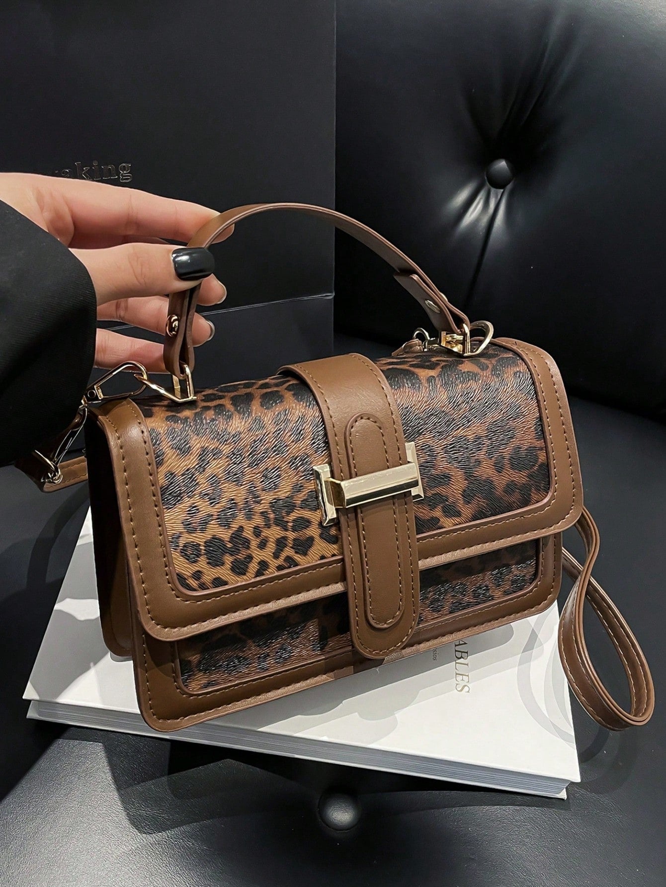 Retro Chic Leopard Print Small Square Handbag, Women's Fashion Versatile Casual Commuting Shoulder Bag