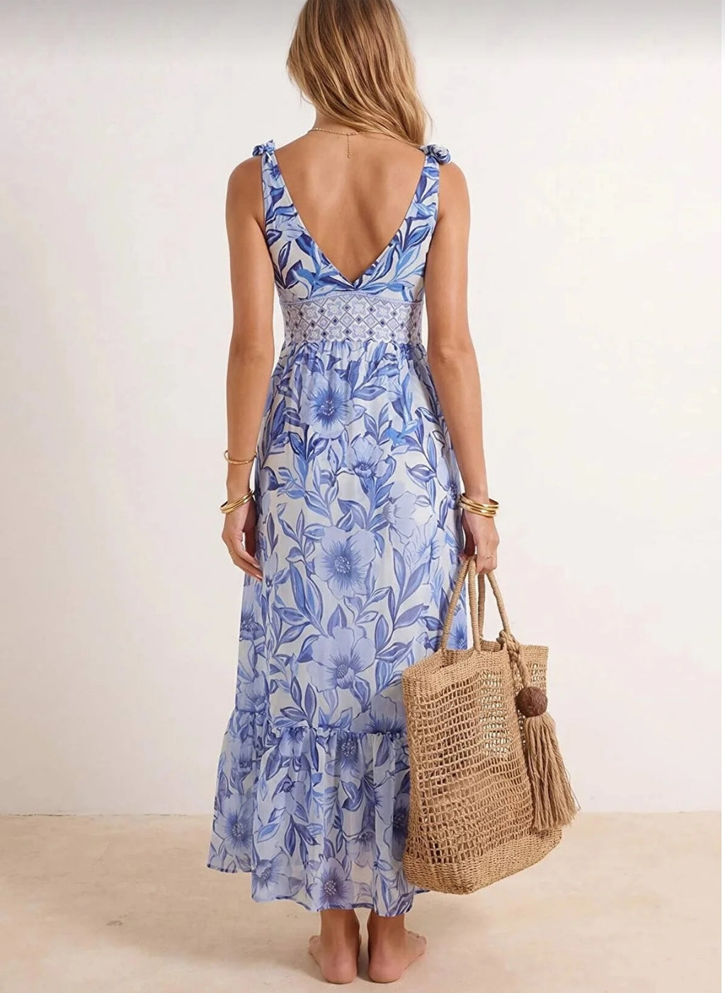 Floral Pattern Covered Deep V-Neck Regular 2-Piece
Suit Skirt Swimsuit Tbess26Ma00032