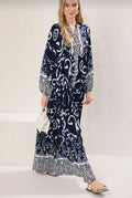 Modest Indigo Patterned Viscose Woven Dress Tctss24Eb00221