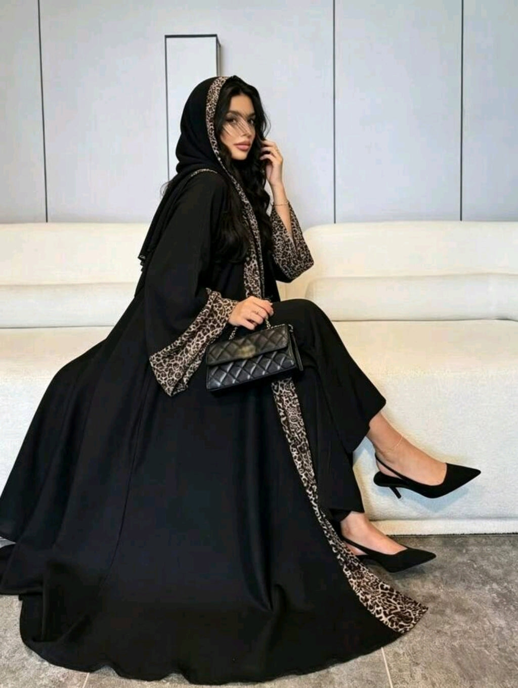 2pcs/Set Muslim Prayer Elegant Chiffon Shawl With Good Privacy, Soft & Comfortable + Muslim Abaya Dress, Classic Versatile Design Suitable For Anyone