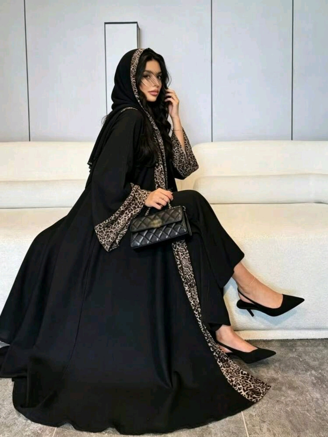 2pcs/Set Muslim Prayer Elegant Chiffon Shawl With Good Privacy, Soft & Comfortable + Muslim Abaya Dress, Classic Versatile Design Suitable For Anyone