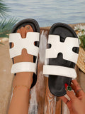 Women's Comfortable Open Toe Thick Sole Flat Sandals, Basic Daily Casual Vacation Beach Shoes