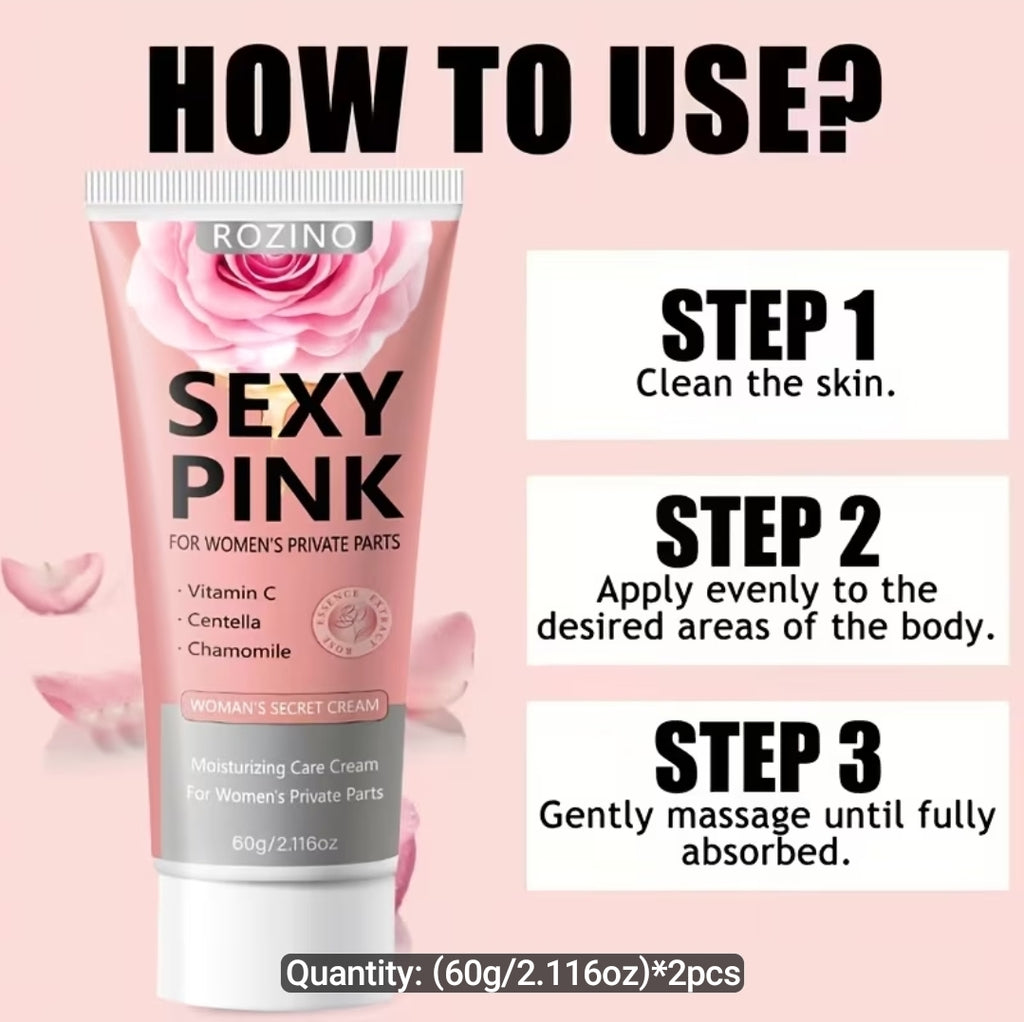 2pcs Women's Rose Intimate Cream, for Dry, Dull, Itchy, and Odorous Intimate Areas, Deeply Moisturizes, Hydrates, Firms & Softens Delicate Skin, Gentle and Non-irritating, Brightens Skin, Revitalizes, for a More Radiant Glow, Improves Dryness