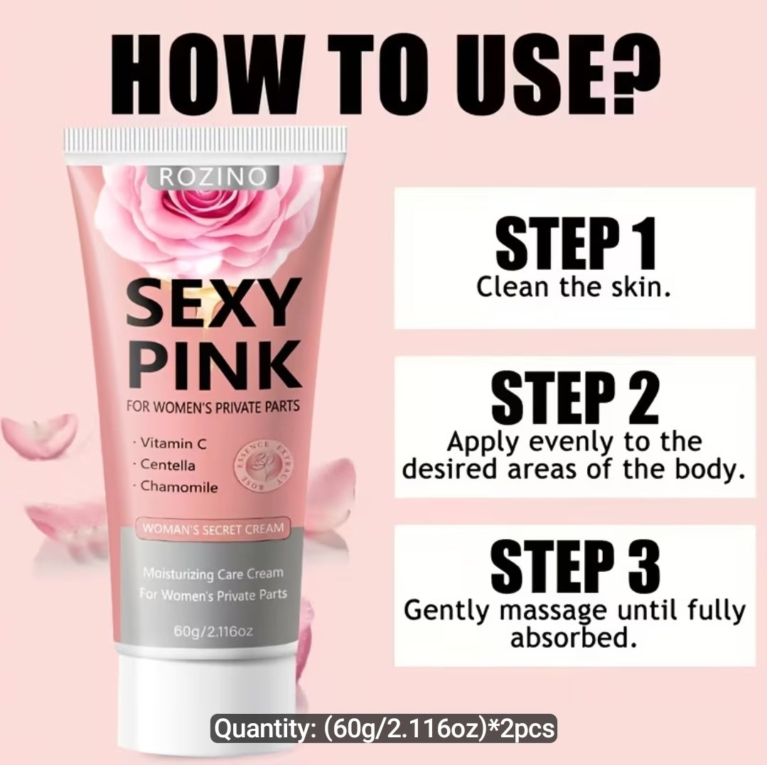 2pcs Women's Rose Intimate Cream, for Dry, Dull, Itchy, and Odorous Intimate Areas, Deeply Moisturizes, Hydrates, Firms & Softens Delicate Skin, Gentle and Non-irritating, Brightens Skin, Revitalizes, for a More Radiant Glow, Improves Dryness