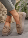 Women's Thick Sole Comfortable Slip-On Rocking Shoes, Flatform Soft Bottom Flat Shoes, Khaki,Trainers Women