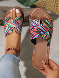 New Plus Size Women Comfortable Simple Round Toe Hollow Out Flat Slippers Sandals, Casual Fashion Outdoor Vacation Beach Style Summer Shoes