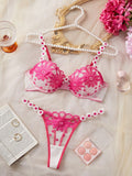 SHEIN 2pcs Women's Lingerie Set With Water-Soluble Embroidered Lace