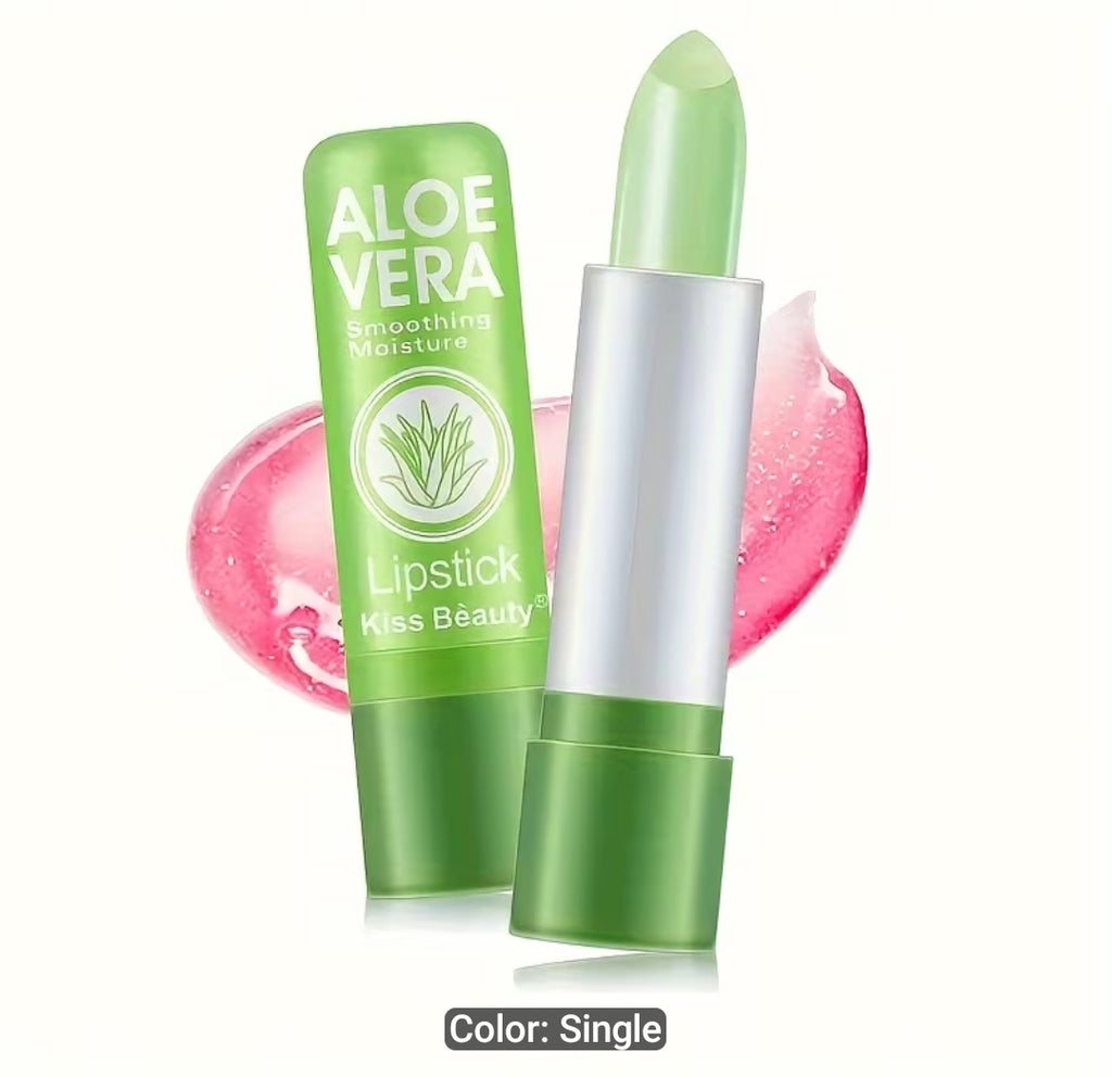 Kiss Beauty Aloe Vera Color-Changing Lip Balm, Moisturizing, Hydrating, Waterproof, Anti-Dryness, Temperature-Activated Lipstick