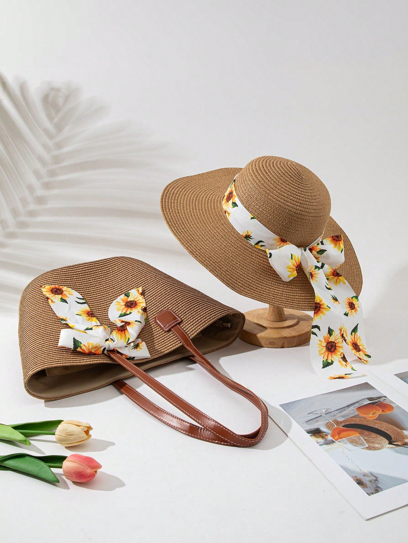1 Hat + 1 Bag Set, Suitable For Women's Daily Wear And Outings,Beach,Travel