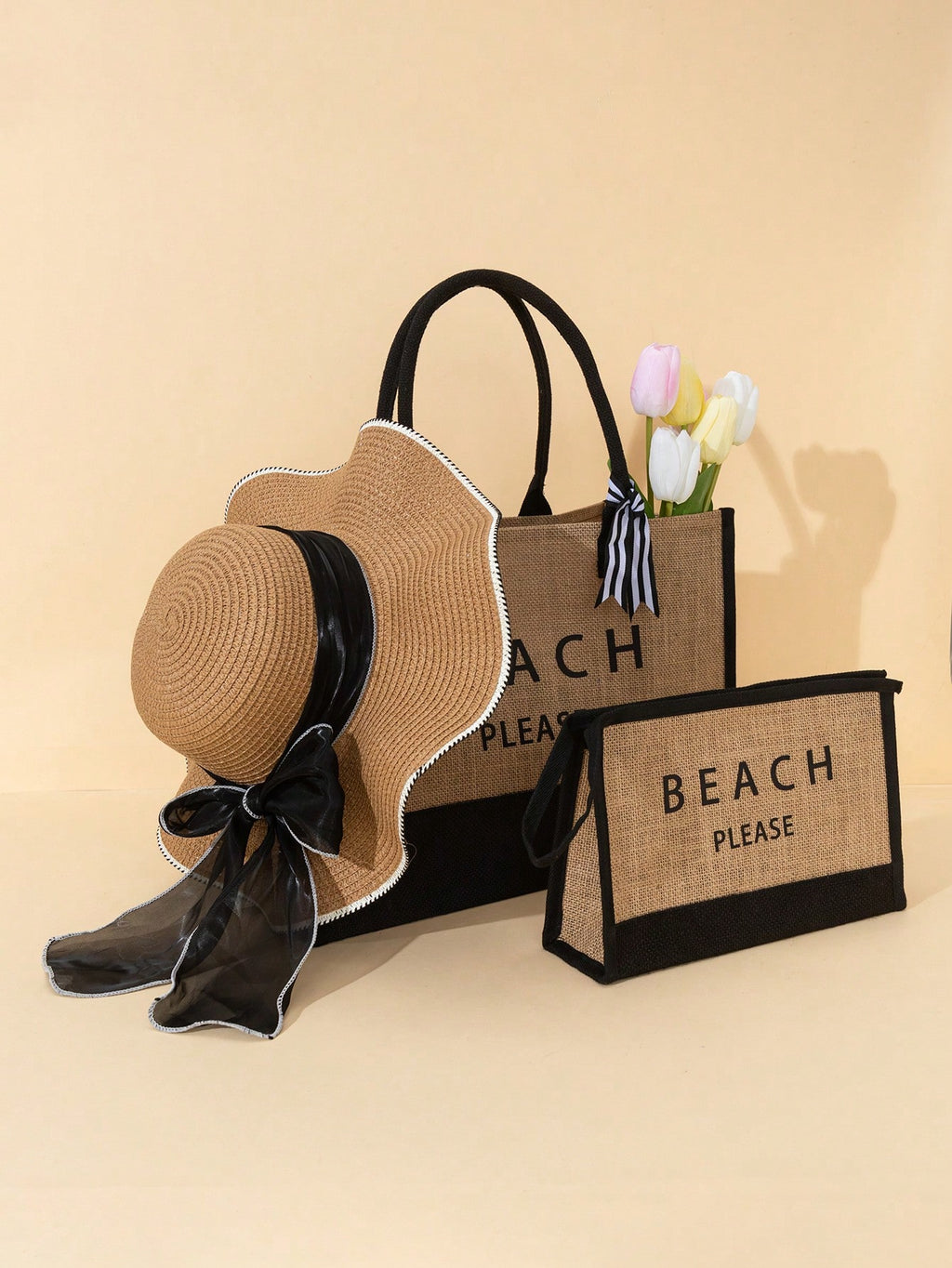 3pcs Personalized Bridesmaid Bag & Hanging Decor, Linen Tote Bag, Bridesmaid Gift Bag, Bachelorette Party Bag, Beach Bag, Gift Bag, Bridal Shower Bag, Letter Print Beach Tote Bag, Ideal Gift For Friends, Women, New Professionals And Office Worker