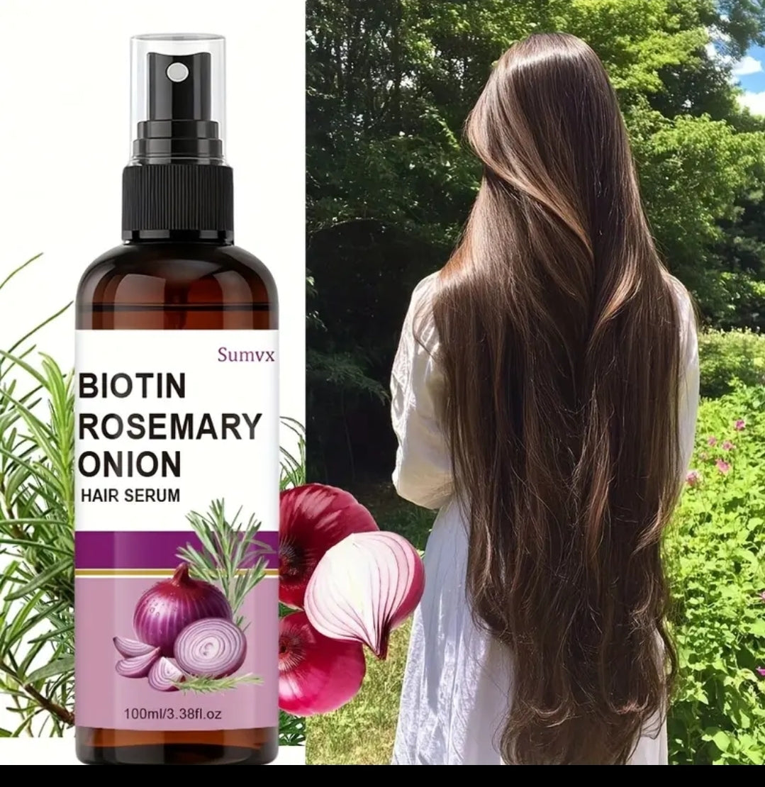 Onion Biotin Strengthening Serum Spray, Enriched with Onion Oil, Rosemary Leaf Oil and Biotin, Has 10 Care and Styling Benefits, Softens Hair for 72 Hours, Moisturizes Hair, and Smoothes Dry and Rough Hair.