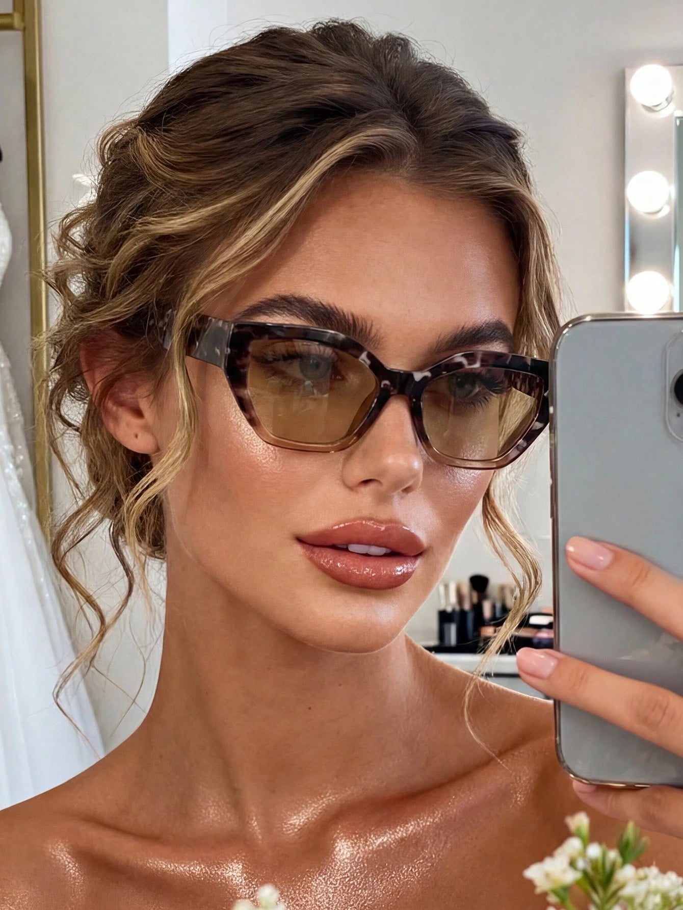 1 Pair Unisex Asymmetrical Cat Eye Glasses, Colorblock Retro Fashion Casual Eyewear, Versatile European And American Elegant Street Style Glasses For Women