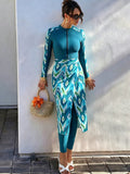 Swim Shayni Women's One-Piece Burkini Patchwork And Random Print, Non-Wired, Copyrighted, With Pants And Printed Cover Up Summer