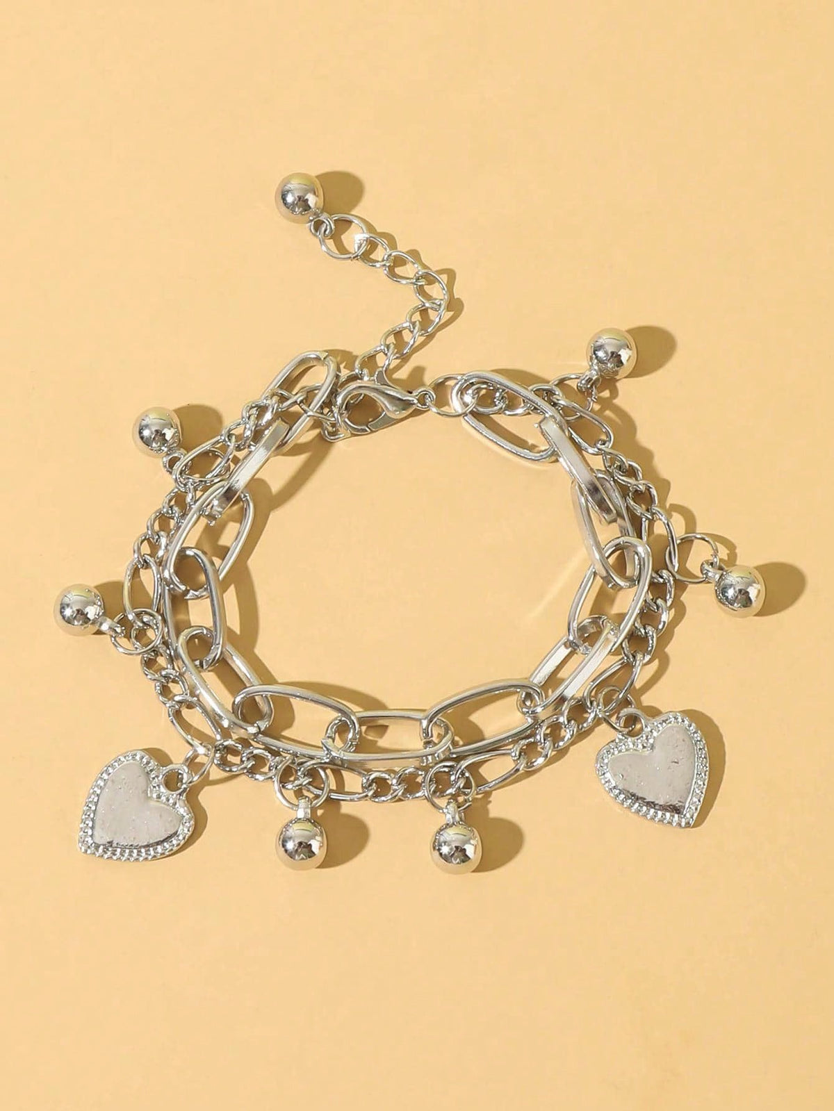 1pc S Double Heart Charm Bracelet