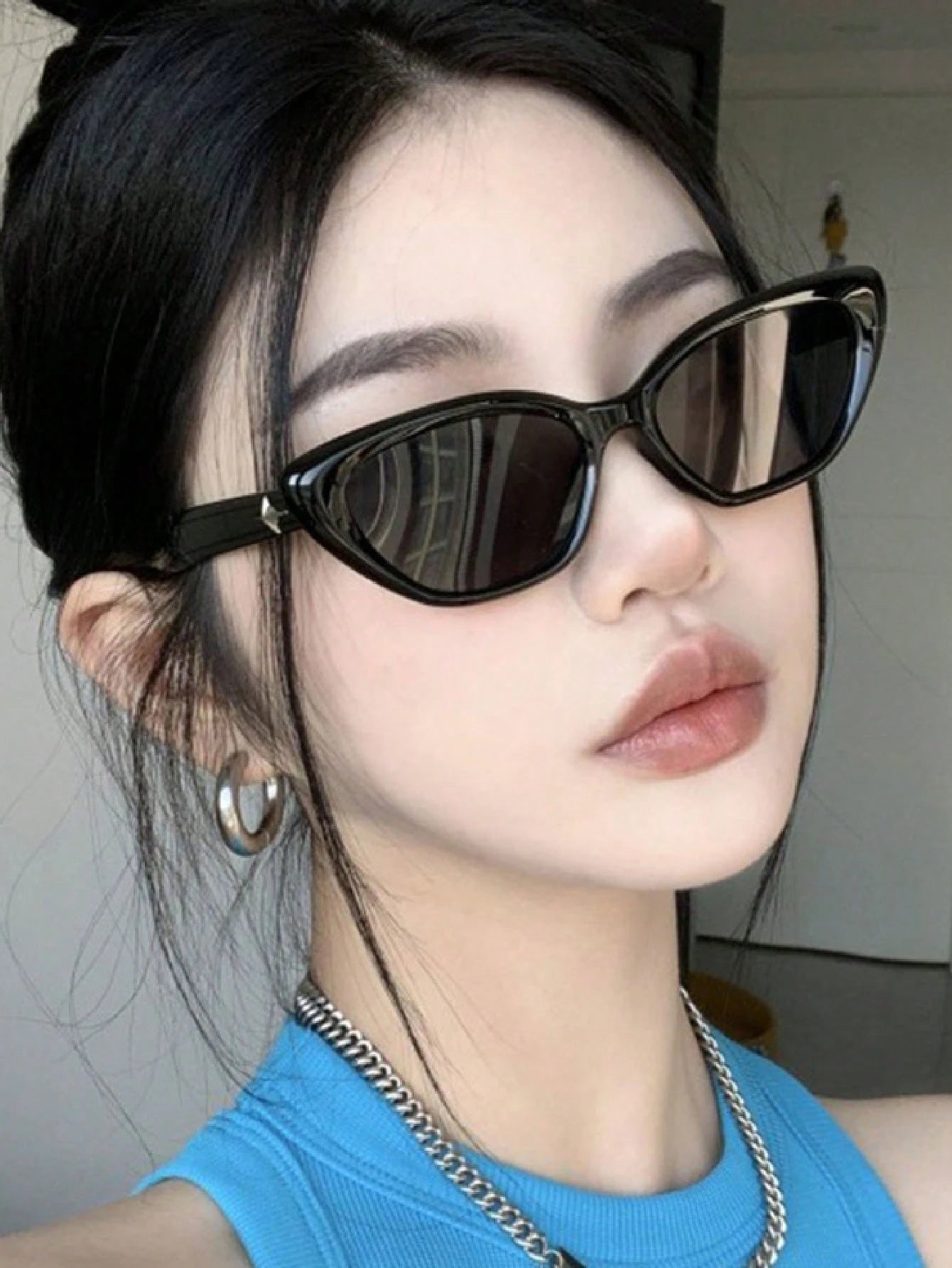 1 Pair Unisex Cat Eye Black Frame Glasses, Suitable For Electronic Music Festivals, Travel, Vacation, Sports Style, Driving, Holiday Outfits, Beach, Outings, Summer Accessories, Family Outings, Golf, Hiking, Formal Occasions, Street Style Accessories, Hol