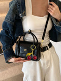 Faux Suede & PU Patchwork Luxurious Handbag, Fashionable Tote Bag, Retro Red Color Crossbody Shoulder Bag