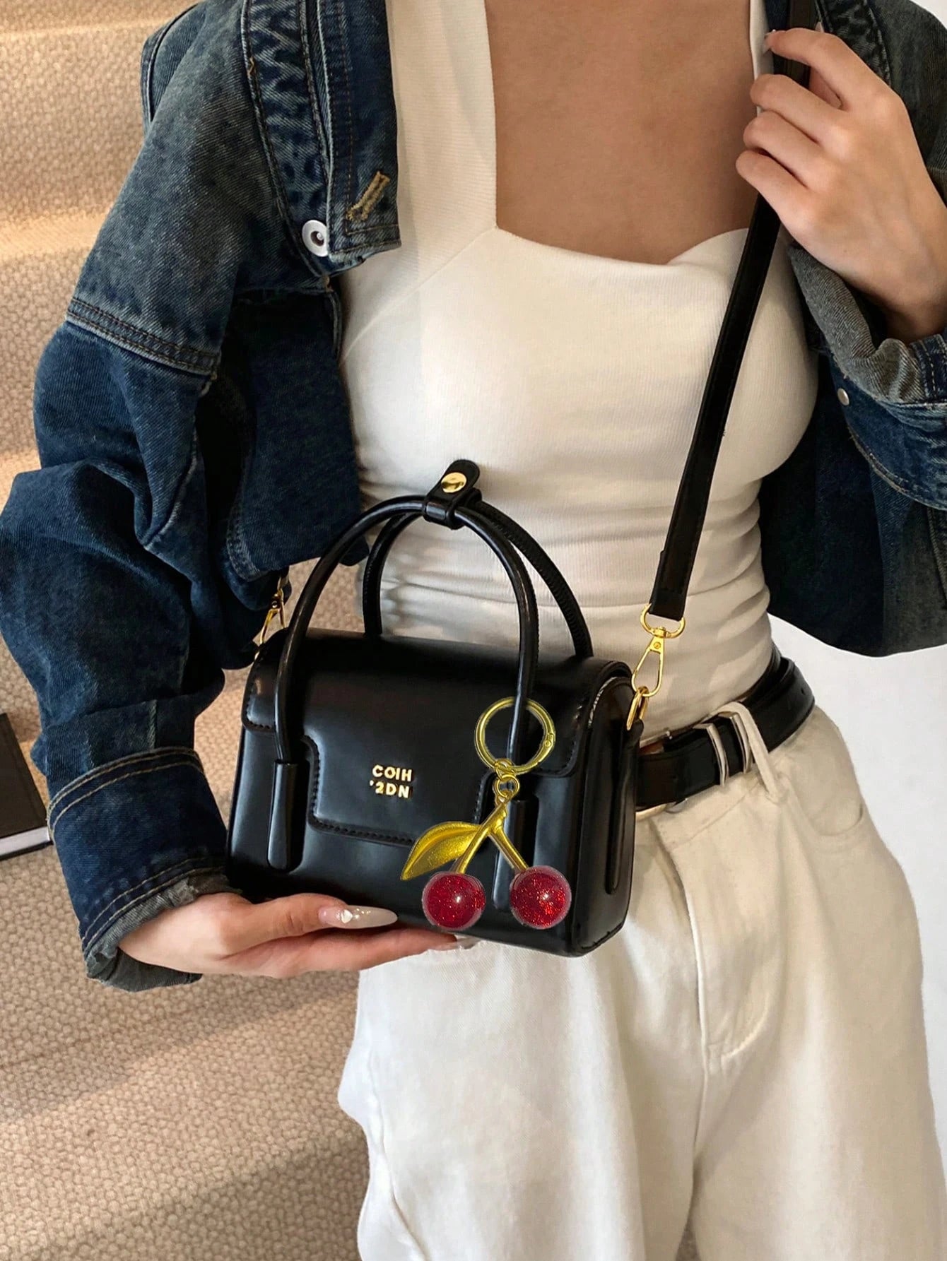 Faux Suede & PU Patchwork Luxurious Handbag, Fashionable Tote Bag, Retro Red Color Crossbody Shoulder Bag