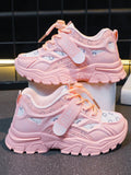 1 Pair Girls' Cute & Fashionable PU Design Casual Sneakers, Personalized Sports Shoes, Suitable For Daily Wear, School, Sports, All Seasons