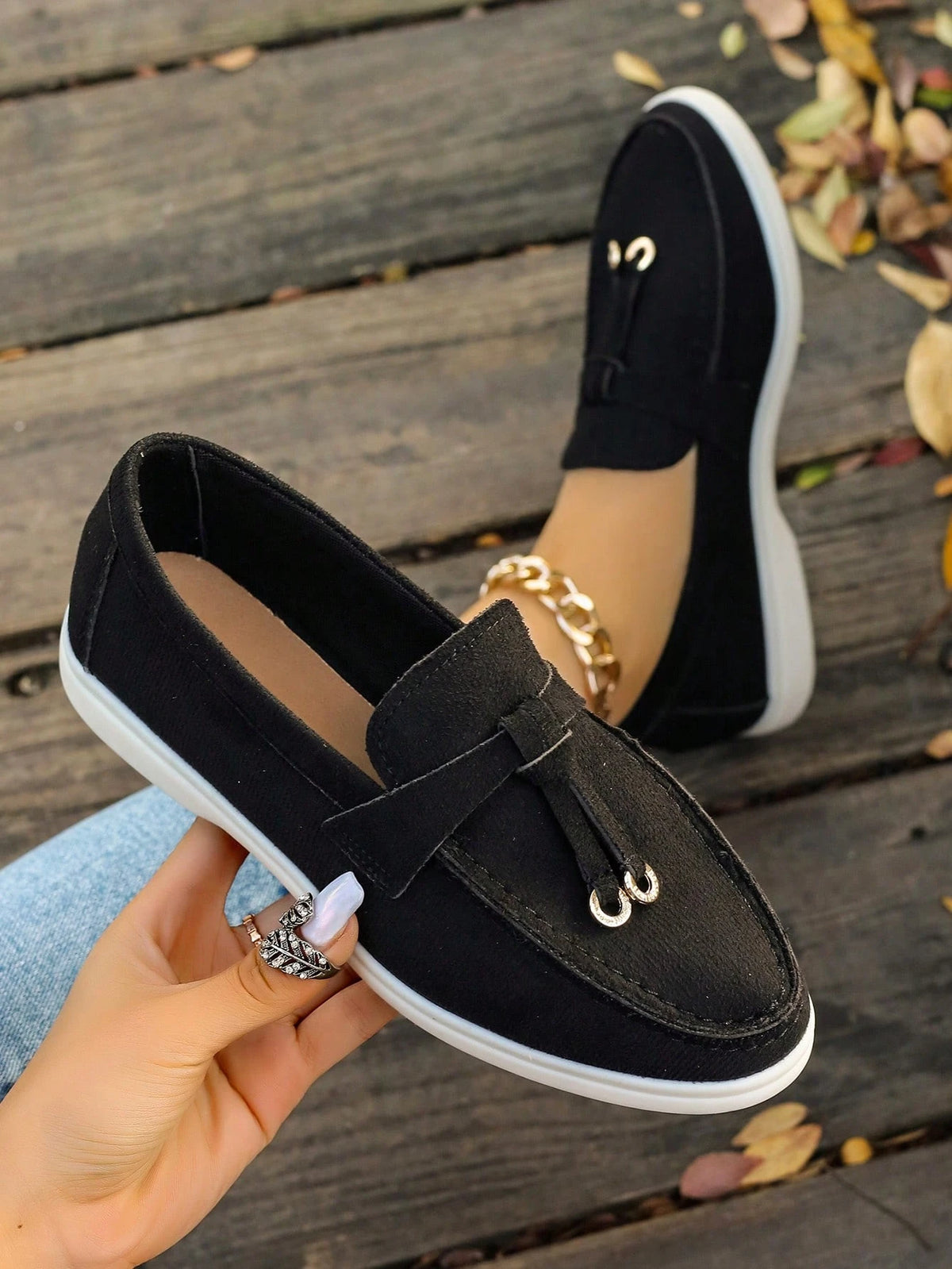 2025 Autumn Women Comfortable Black Flat Loafers, Casual Sneakers, Slip-On Mesh Shoes