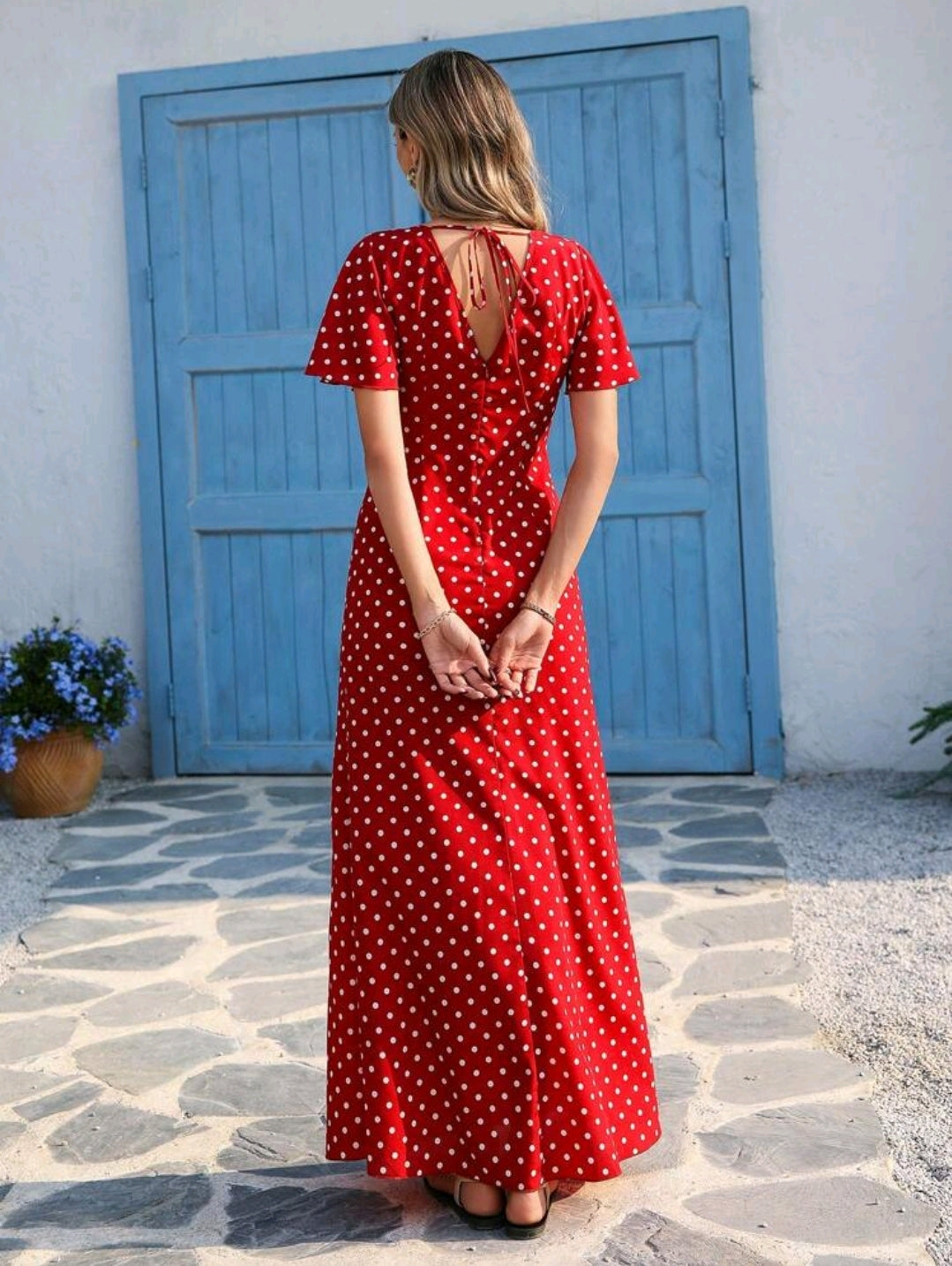Vivid Eden Wave Pattern V-Neck Short Sleeve Fitted Women's Dress Spring And Summer Outfits, Summer Clothes, Valentine Day, Vacation Outfits Woman, Beach Outfits For Woman, Festival, Romantic And Elegant Clothing, Bohemian, BOHO, Sweet, Rave Outfits Festiv